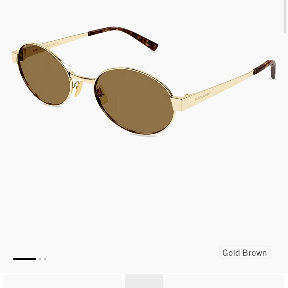 Saint Laurent Gold Oval Sunglasses